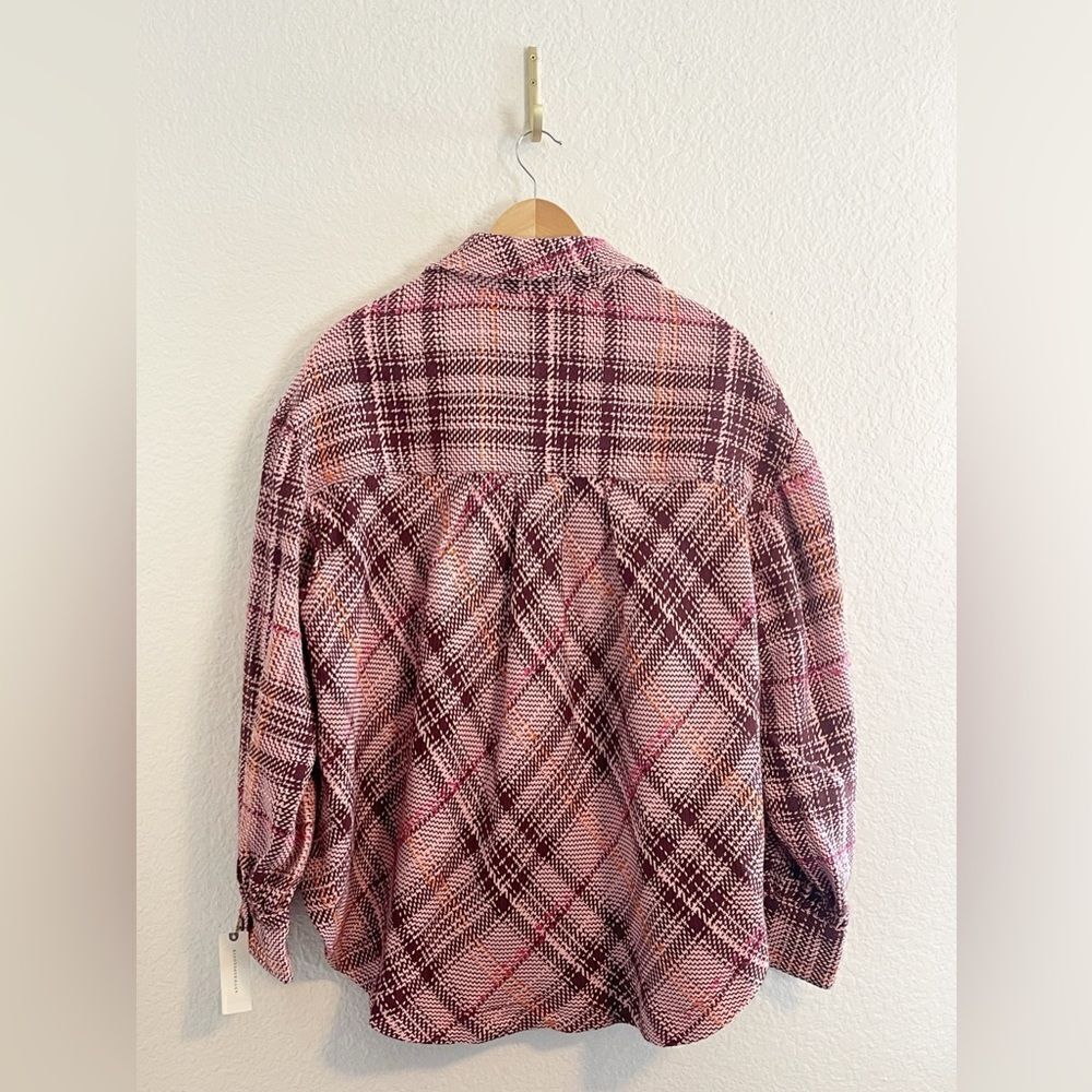 ANTHROPOLOGIE Hudson Plaid Shirt Jacket tweed Shacket NWT Large - Picture 6 of 10